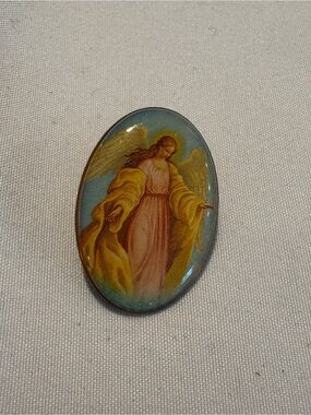 Vintage Christian Angel Mary Brooch Pin